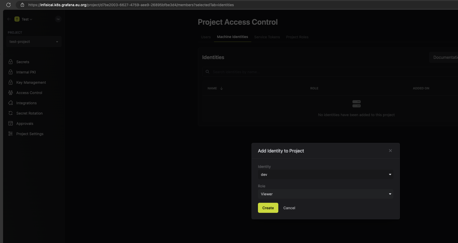 infisical-machineid添加到project